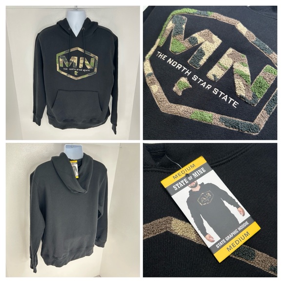 State of Mind Other - State of Mine NWT Woodland Camo Chenile Minnesota Hoodie Medium North Star State